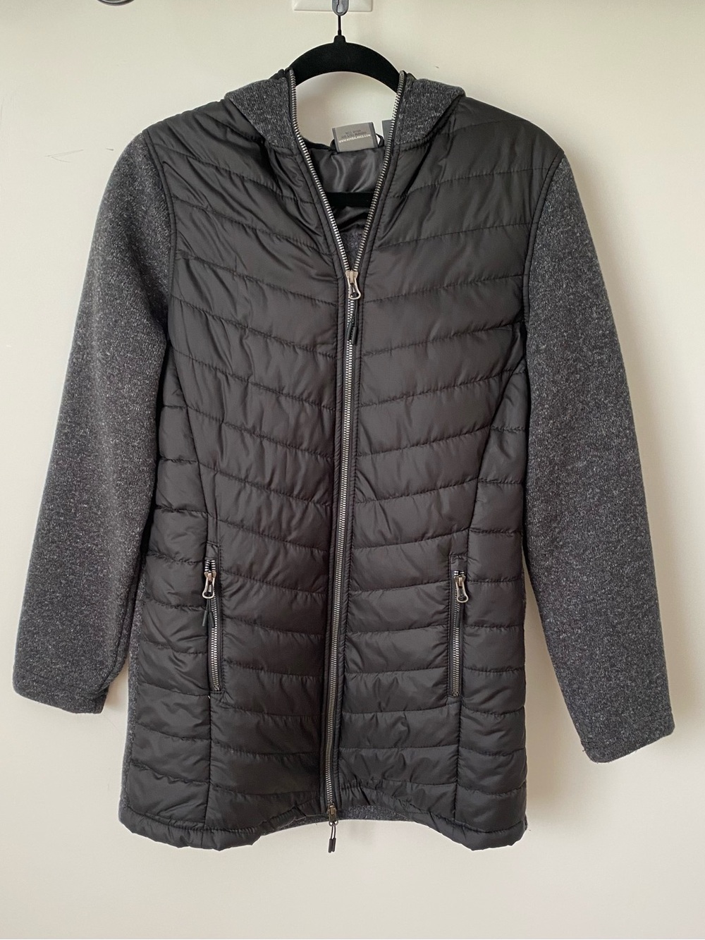 New Balance Quilted Hooded Puffer Jacket - Charcoal